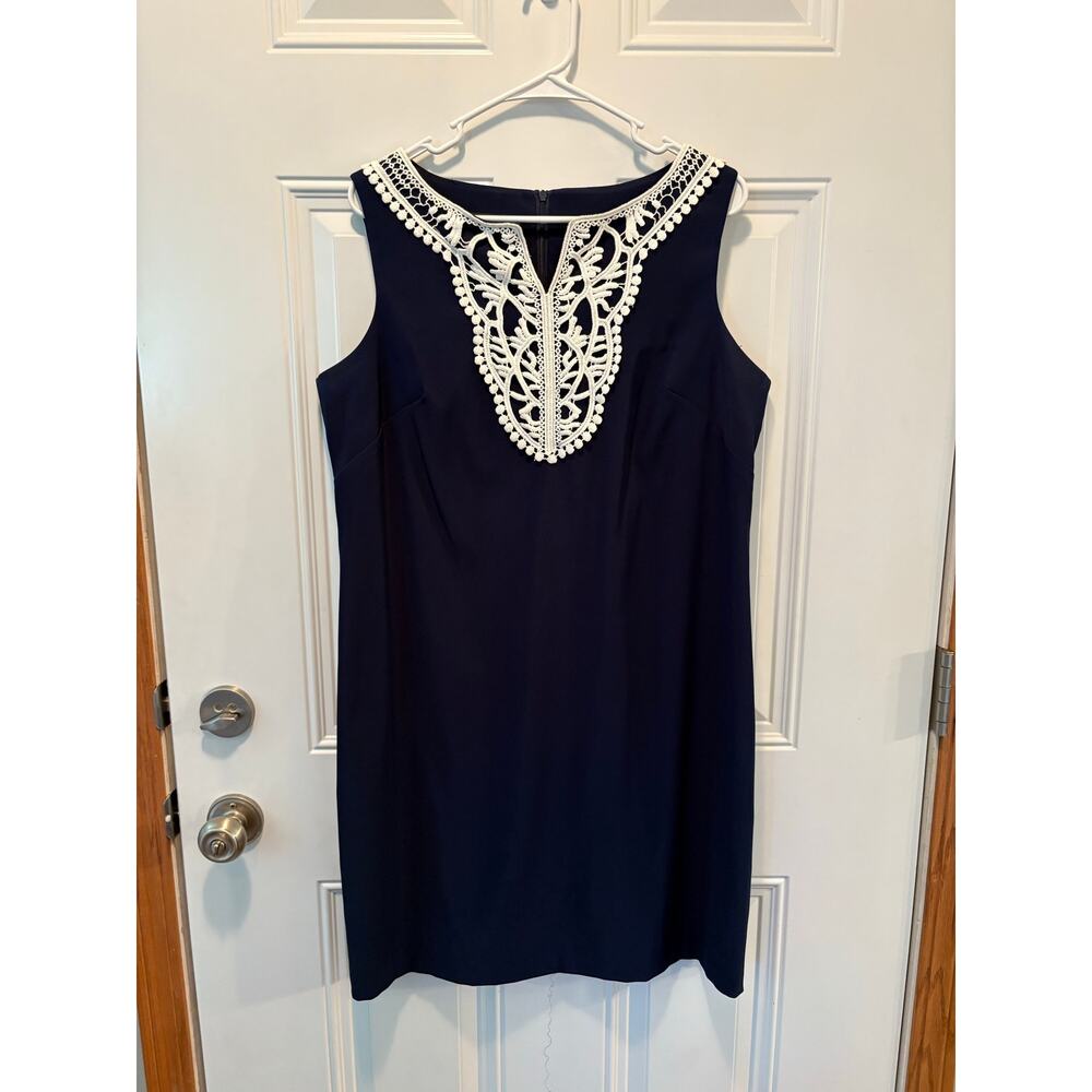 AGB brand sleeveless navy blue shift dress size 16 - Picture 2 of 4